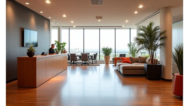 Modern, light-filled office interior of Abyssal Ascent in San Diego, showing a welcoming reception area and collaborative workspace.