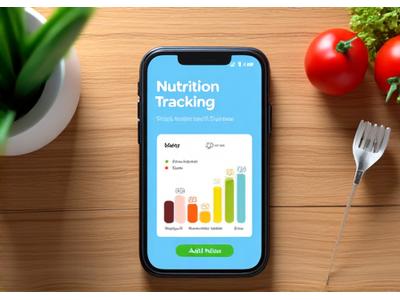 A mobile phone screen displaying a clean, user-friendly nutrition tracking app with colorful bar charts and food logging options.