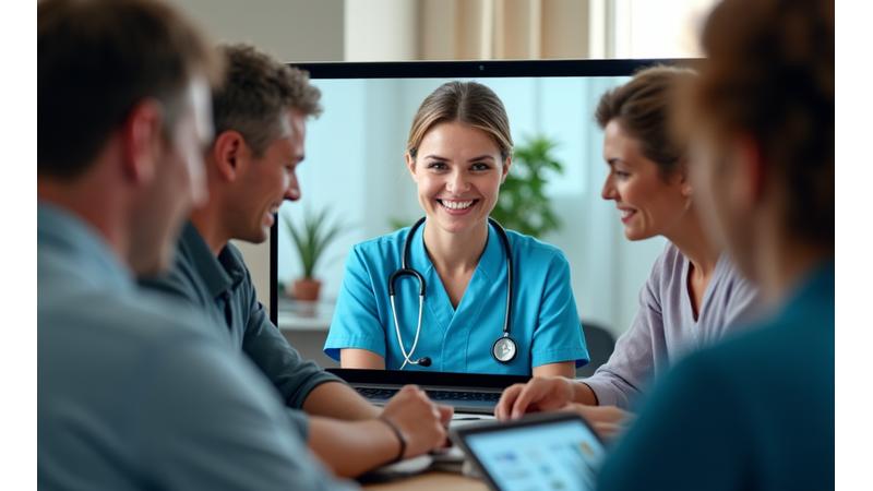 Diverse panel of wellness experts in a virtual Q&A session, smiling and engaging with unseen participants.