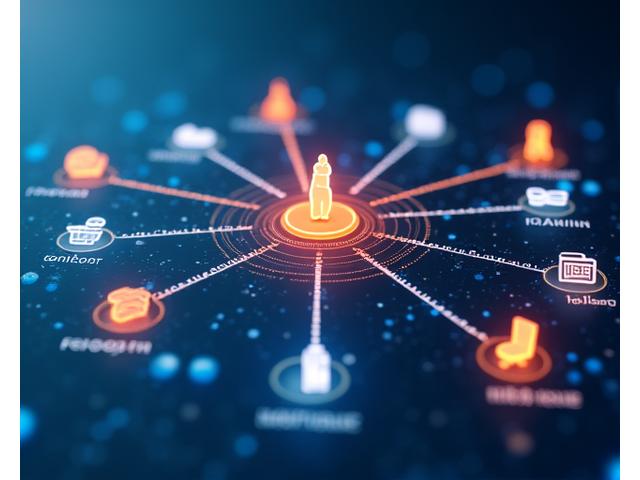 An abstract visualization of a sophisticated algorithm, depicting data points and connecting lines forming a personalized health profile, with icons representing health goals, lifestyle, and budget factors converging into tailored product suggestions.