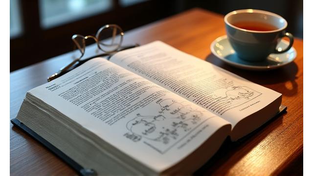 Open textbook with complex diagrams on hormonal balance and metabolic health.