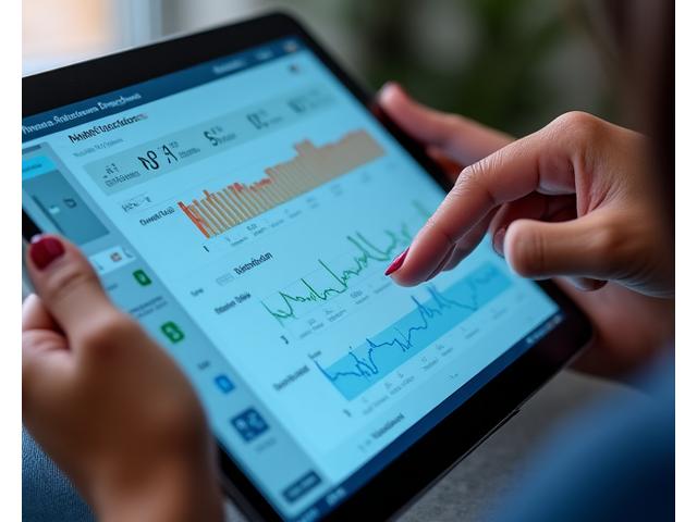 A futuristic interface displaying biomarker data trends and personalized health insights.