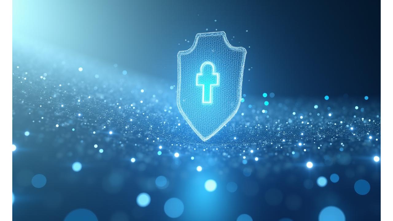 Abstract legal framework with glowing lines connecting points, symbolizing clear and protected digital environment.