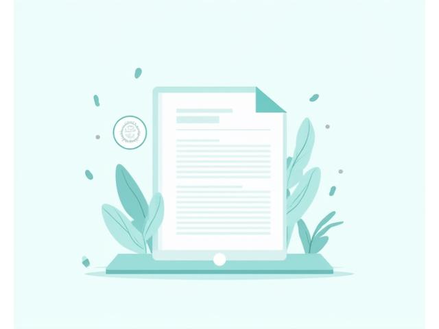 Stylized graphic representing a digital contract, with a magnifying glass icon hovering over text and subtle protective shields.